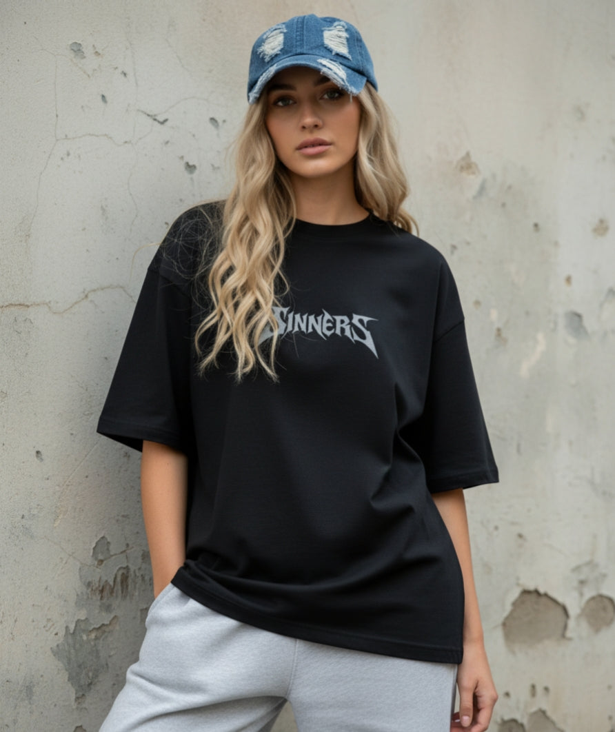 Sinners - Oversized Unisex Back Print Tee
