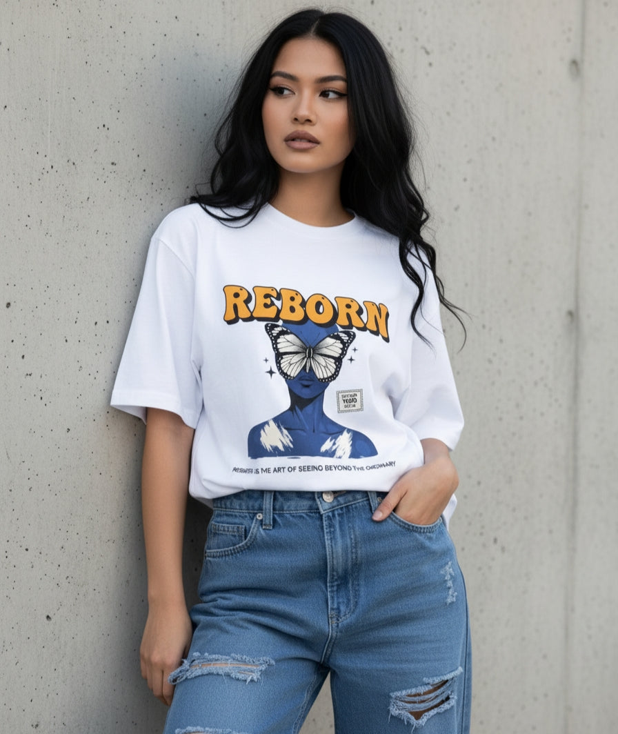 Reborn - Oversized Front Printed Tees